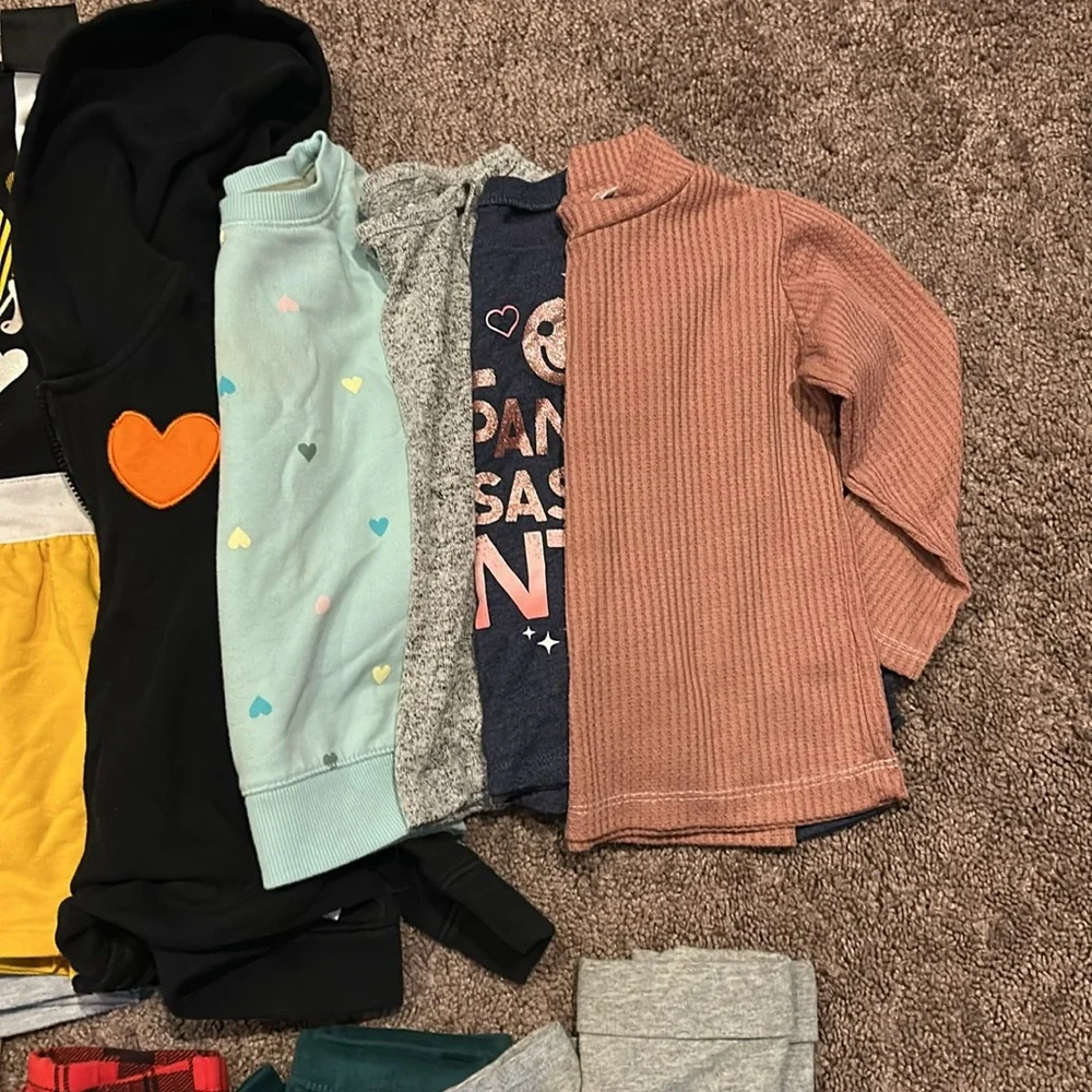 Toddler girls 2T Jammie’s, dress, sweatshirt, top, leggings bundle